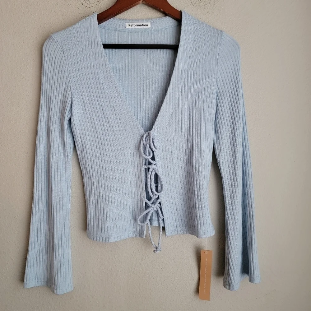 Reformation Malone Top in Sky size S NWT